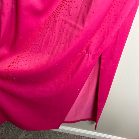Rampage Pink One Shoulder Evening Dress Rhinestone Slit Formal‎ Party - Picture 3 of 7